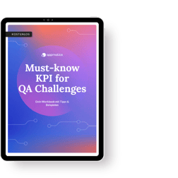 iPad zeigt titel des Workbooks "Must-know KPI für deine QA Challenges"