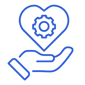 Hand holdingt heart with gearwheel icon