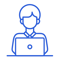Man works on laptop icon