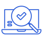 Magnifying glass searches laptop icon