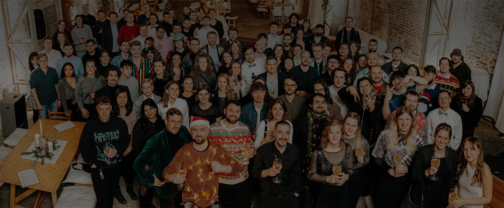 All employees at the christmas party