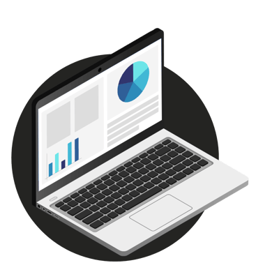 Laptop with dashboard on screen