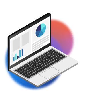 A laptop shows a dashboard