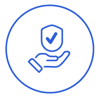 Hand holding protective shield icon