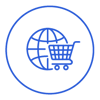 Globe and shopping cart icon