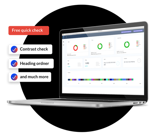 Laptop with dashboard of the quick check results